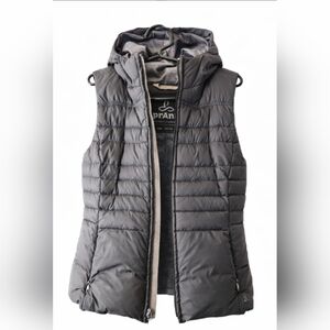 prAna | Graphite / Charcoal Gray Hooded Puffer Vest | XS